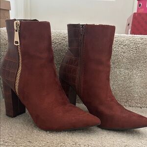 BAMBOO Brown Heeled Boots with Sleek Design
